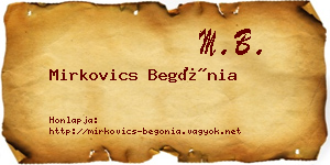 Mirkovics Begónia névjegykártya